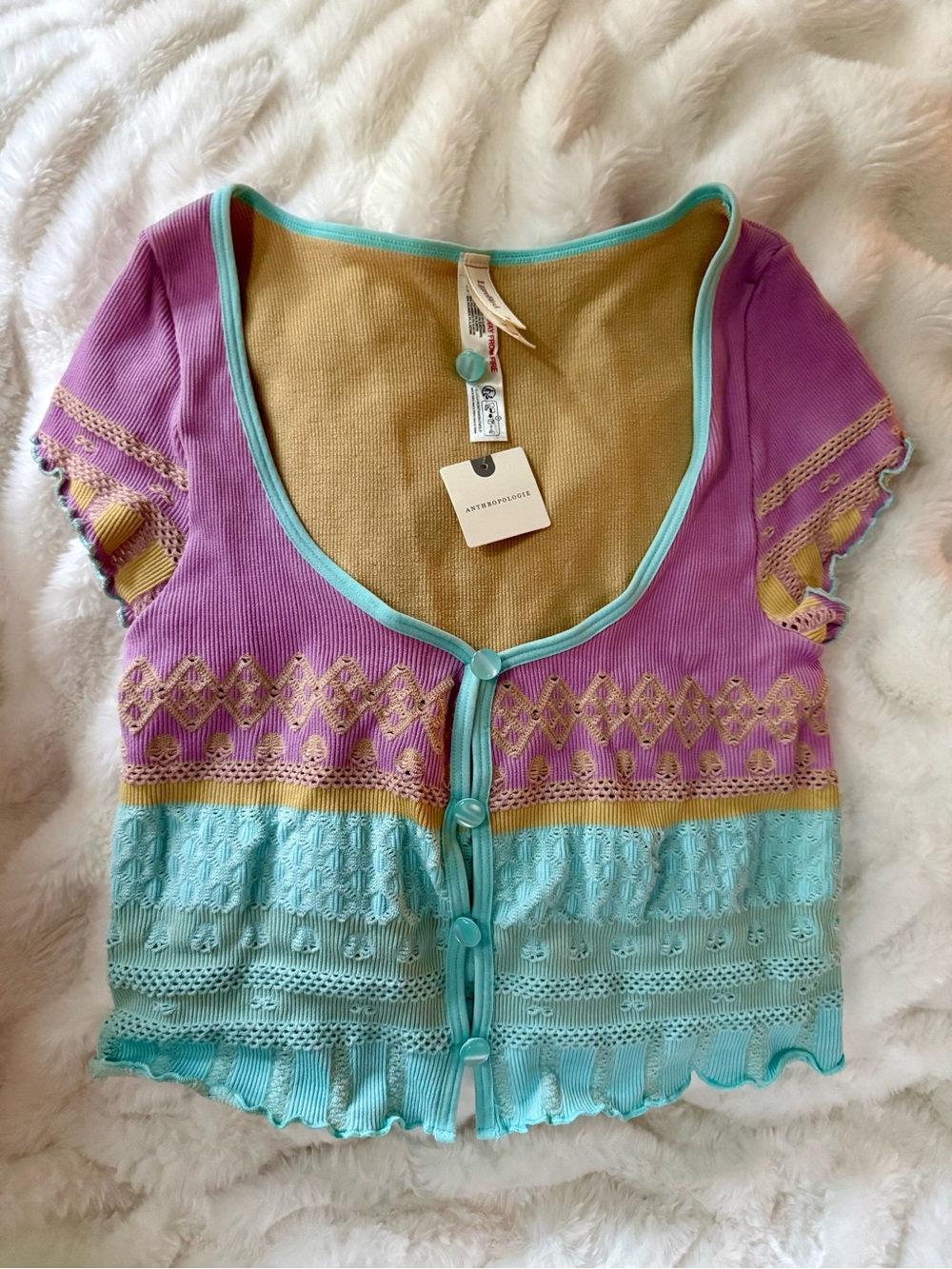 NWT Anthropologie Textured Seamless Crop Top by Lyrebird